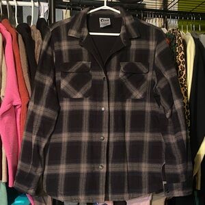 ZYIA Black and Gray Plaid Button-Front Shirt Jacket